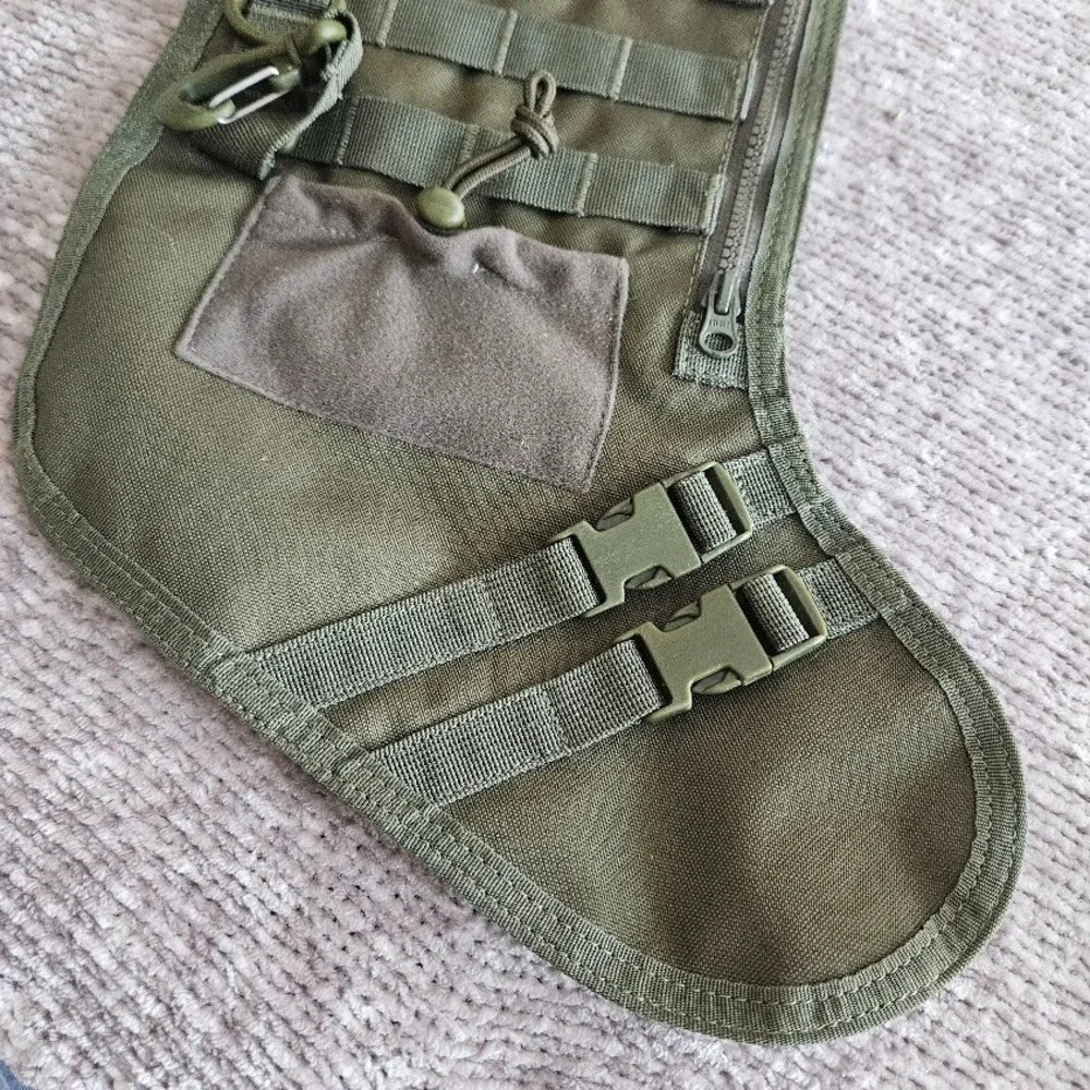 Military Tactical MOLLE Christmas Stocking Olive Drab Green Holiday Gift Pouch